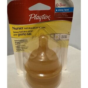 New in‎ Package 2 Vintage Playtex Slow flow Round top drop baby bottle nipples